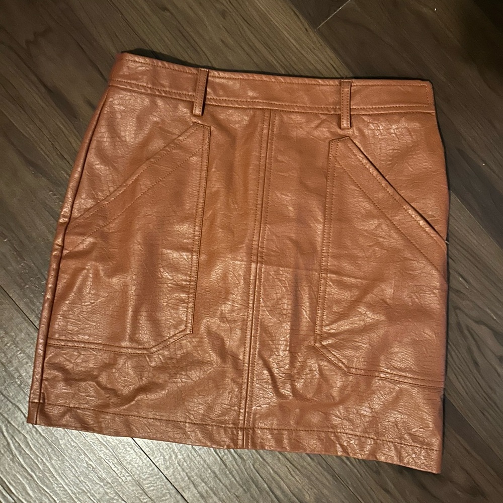 Shinestar Women's Brown Leather Pencil Skirt